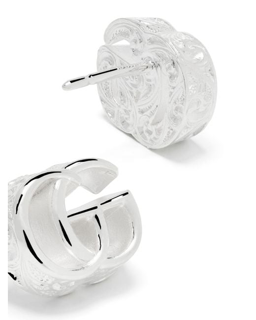 Gucci White Double G Stud Earrings