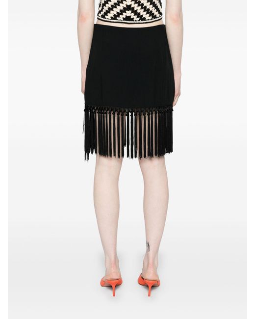 ‎Taller Marmo Black Fringed Pencil Skirt - Women's - Acetate/viscose