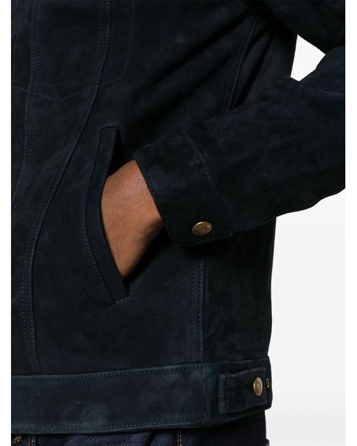 Nudie Jeans Blue Robby Nubuck Jacket - Men's - Goat Skin/polyamide/cotton for men