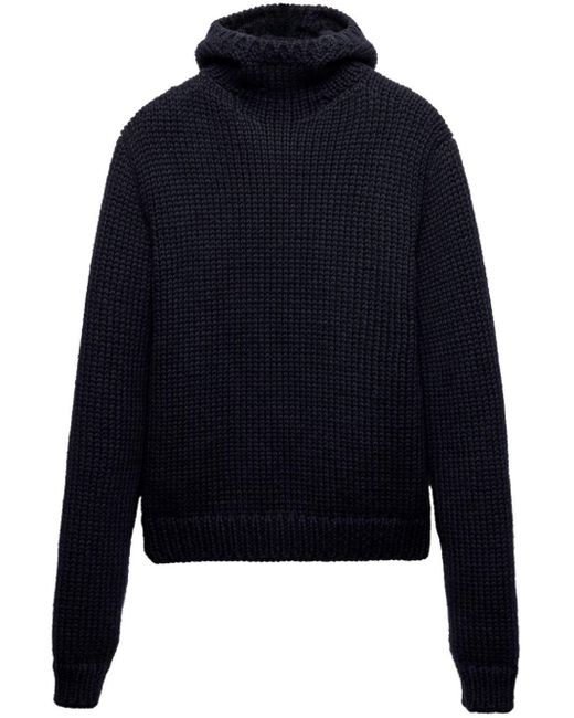 Prada Blue Hooded Jumper for men