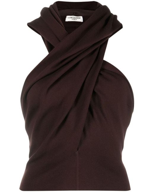Saint Laurent Black Sleeveless Wool Hoodie - Women's - Wool