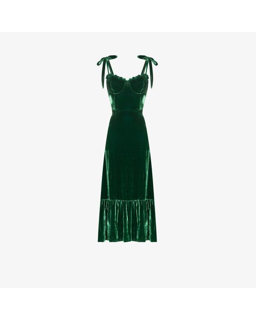 Reformation Green Antoinette Velvet Midi Dress