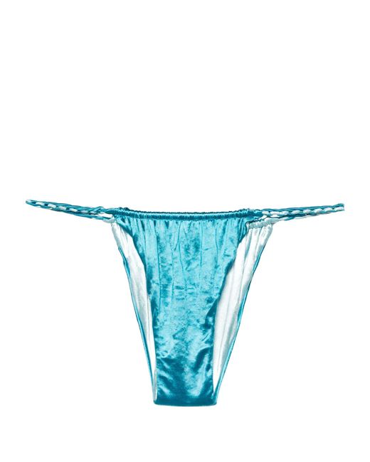 Isa Boulder Blue Metallic Braided Bikini Bottom - Women's - Spandex/elastane/polyester/nylon