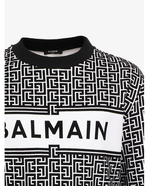 Balmain Monogram Logo Sweater in White for Men Lyst