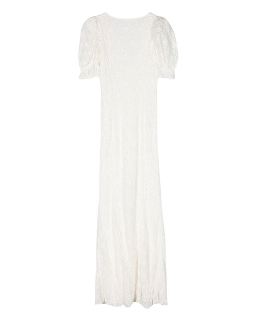 ROTATE BIRGER CHRISTENSEN White Puffy-sleeve Lace Maxi Dress