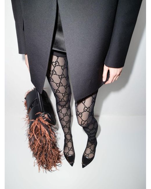 Gucci GG Knit Tights, Size M, Black
