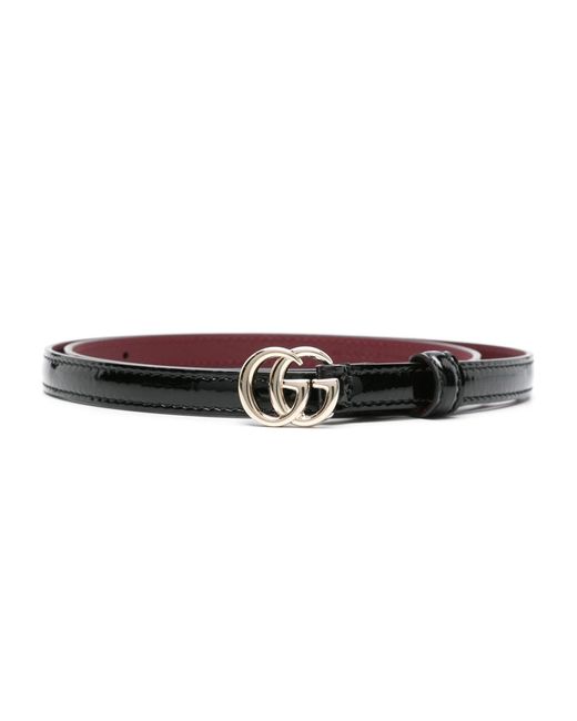 Gucci Black gg Marmont Thin Leather Belt - Women's - Calf Leather
