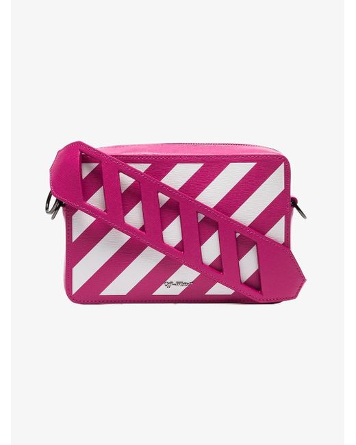 Off-White c/o Virgil Abloh Pink Leather Diagonal Striped Belt Bag