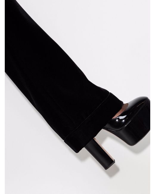 Saint Laurent Black Flared Velvet Trousers - Women's - Silk/cotton/polyester/spandex/elastanespandex/elastanecuproviscose