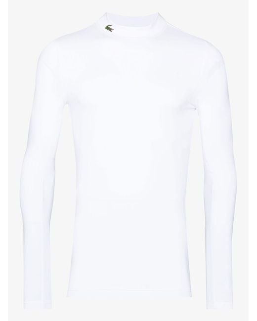 Lacoste White Mock Neck Long Sleeve Golf T-shirt - Men's - Polyester/spandex/elastane for men