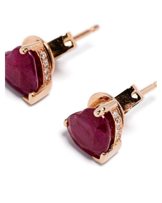 SHAY Purple 18Kt Rose Heart Ruby Earrings
