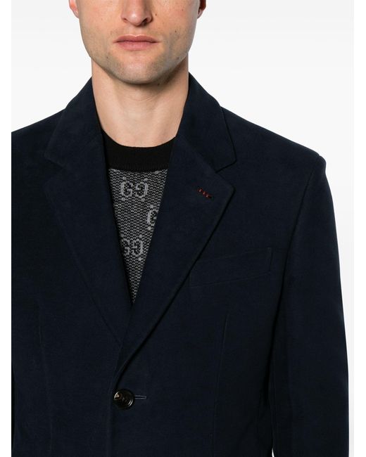Gucci Blue Logo-appliqué Coat - Men's - Viscose/cotton for men