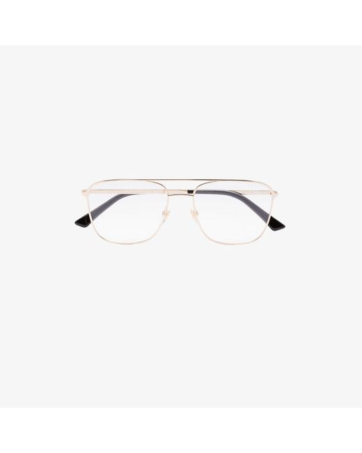 Gucci Velvet Gold Tone Navigator Aviatorstyle Optical Glasses in