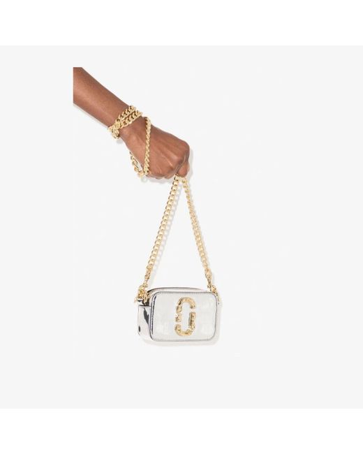 Marc Jacobs Silver Mini Snapshot Leather Shoulder Bag in Metallic