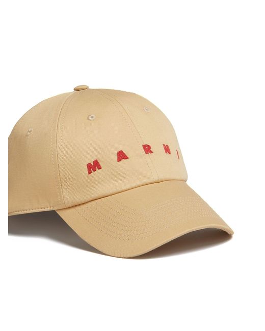 Marni Natural Beige Cotton Baseball Cap for men