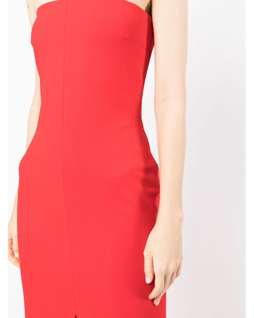 Solace London Red Bysha Strapless Stretch-crepe Maxi Dress