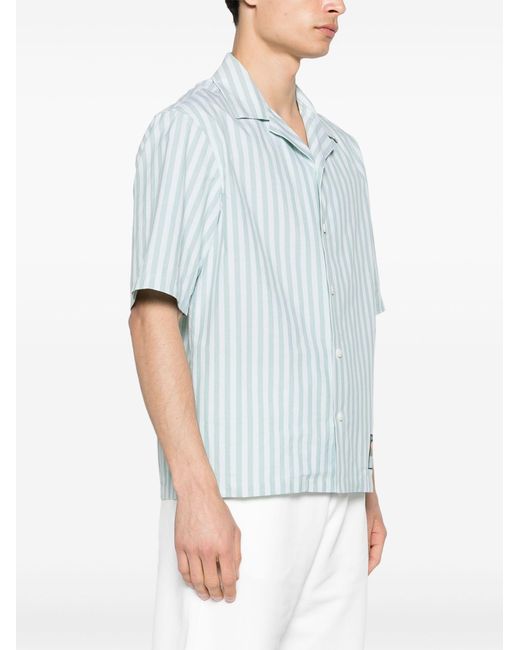 Maison Kitsuné Blue Striped Cotton Shirt - Men's - Cotton for men