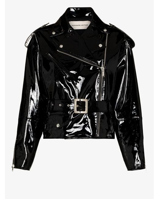 Alexandre Vauthier Black Patent Leather Belted Jacket