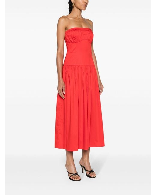 TOVE Red Cardinal Stretch Cotton Strapless Dress - Women's - Elastane/cotton