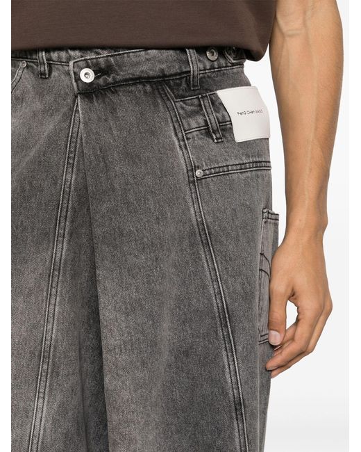 Feng Chen Wang Gray Asymmetric Wide-leg Jeans for men