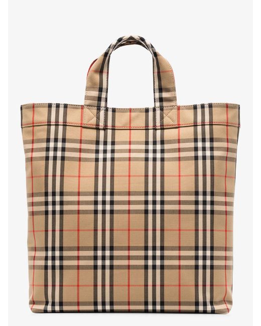 burberry logo detail cotton blend tote