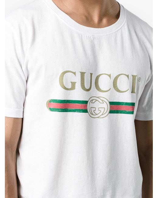 Gucci Fake Logo T-shirt in White for Men | Lyst