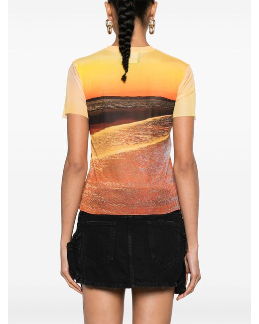 Louisa Ballou Orange Beach Logo-print Mesh T-shirt - Women's - Spandex/elastane/polyester