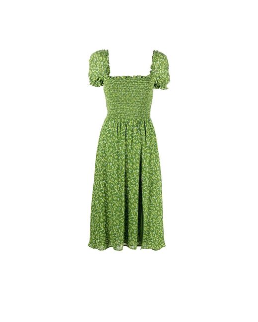 Reformation Green Inka Floral Print Linen Midi Dress Lyst
