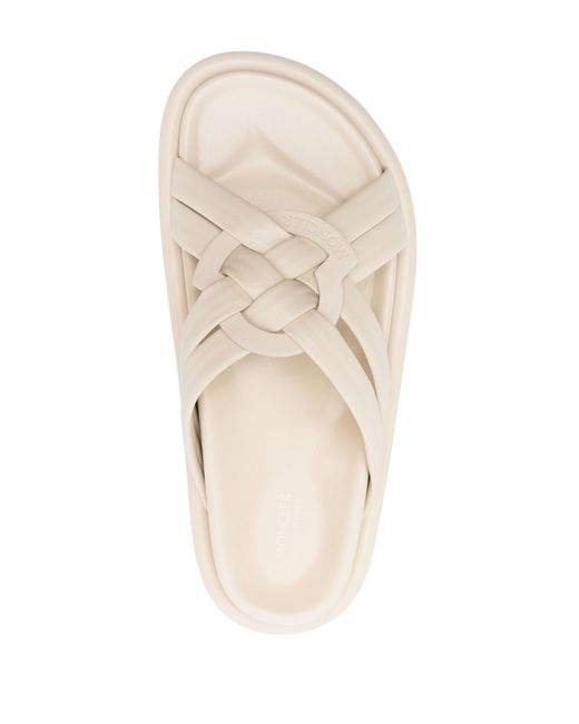 Moncler White Beige Bell Interwoven-straps Sandals - Women's - Calf Leather/rubber