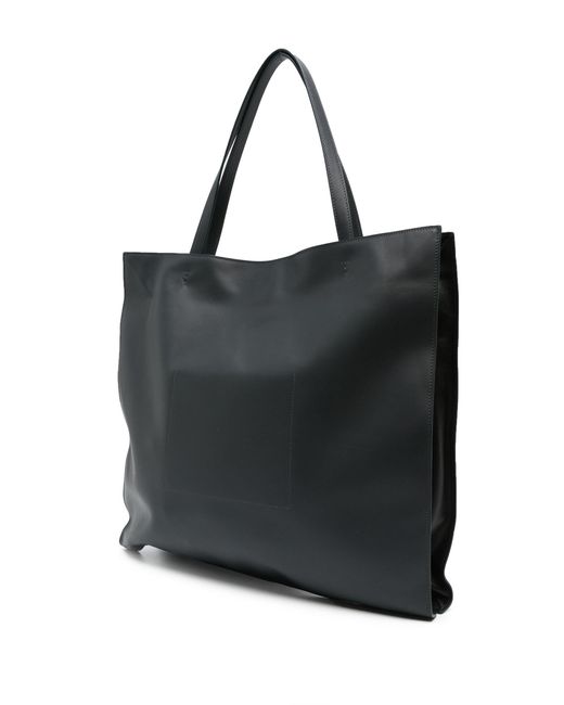 Maeden Black Blue Yumi Leather Tote Bag