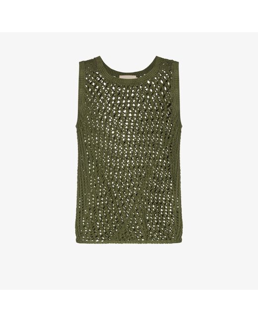 Nicholas Daley Green Knitted String Vest Top for men
