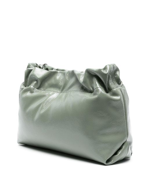 Brunello Cucinelli Gray Logo-debossed Leather Shoulder Bag