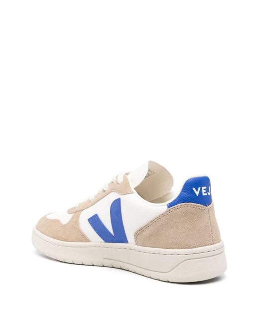 Veja Blue V-10 Chromefree Leather Sneakers for men