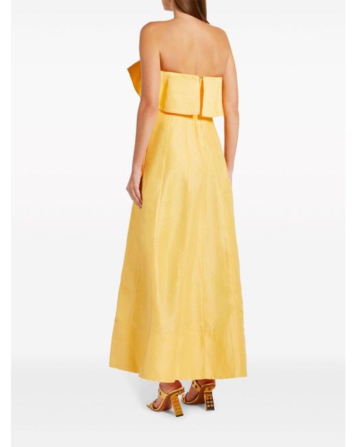 Aje. Yellow Shallows Strapless Gown