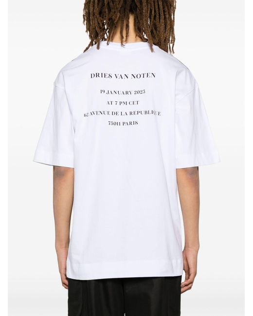 Dries Van Noten White Heli Logo-print T-shirt for men