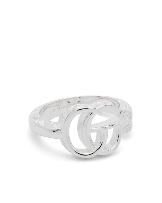 Gucci White GG Marmont Band Ring