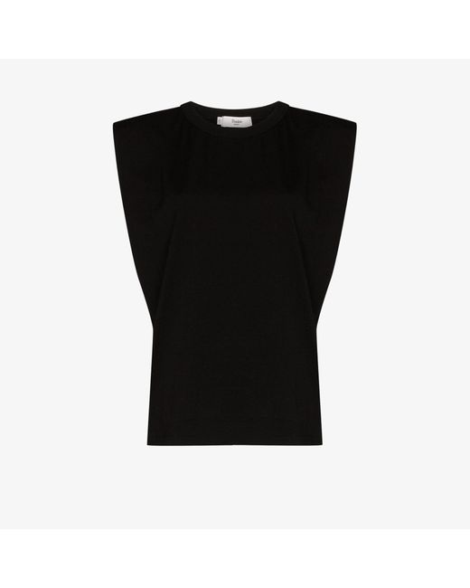 Frankie Shop Eva Padded Cotton T-shirt, Plain Pattern in Black - Lyst
