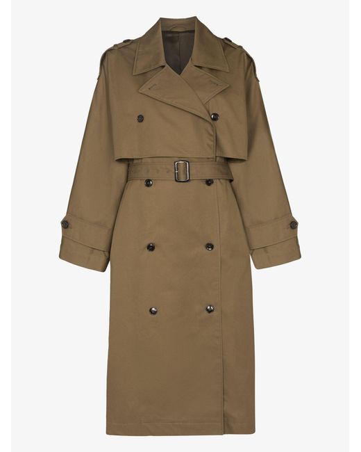 Totême  Green Brown Double-breasted Trench Coat - Women's - Organic Cotton/viscose