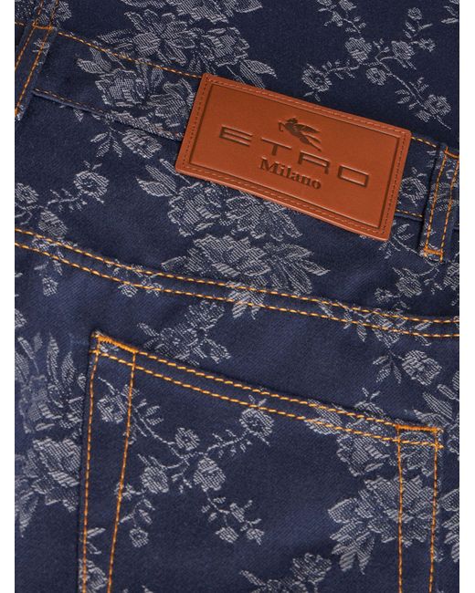 Etro Blue Floral-jacquard Jeans - Women's - Polyester/cotton