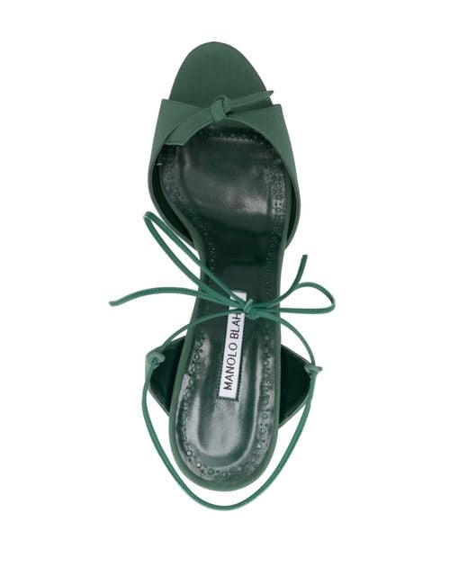 Manolo Blahnik Green Potasia 70 Crepe Sandals