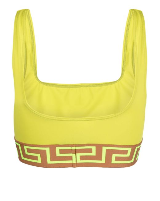 Versace Yellow Greca-jacquard Bikini Top