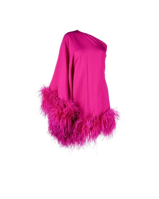‎Taller Marmo Pink Piccolo Ubud Feather Trim Mini Dress