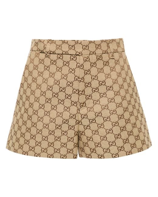 Gucci Natural Brown gg-canvas High-rise Shorts