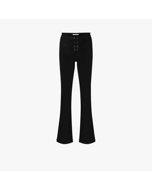 Reformation Black Len Lace-up Flared Trousers