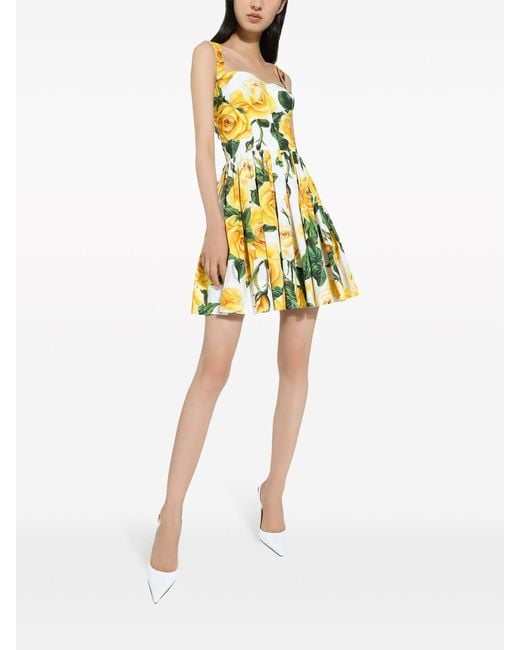 Dolce & Gabbana Yellow Short Dress With Print