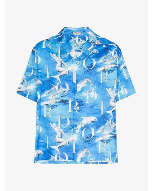 Dior Homme Blue Dolphin Print Shirt for men