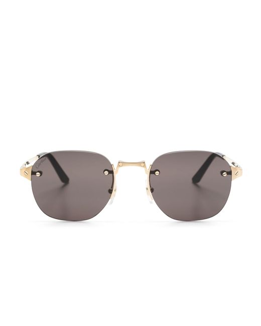 Cartier Gray Rimless Square-frame Sunglasses