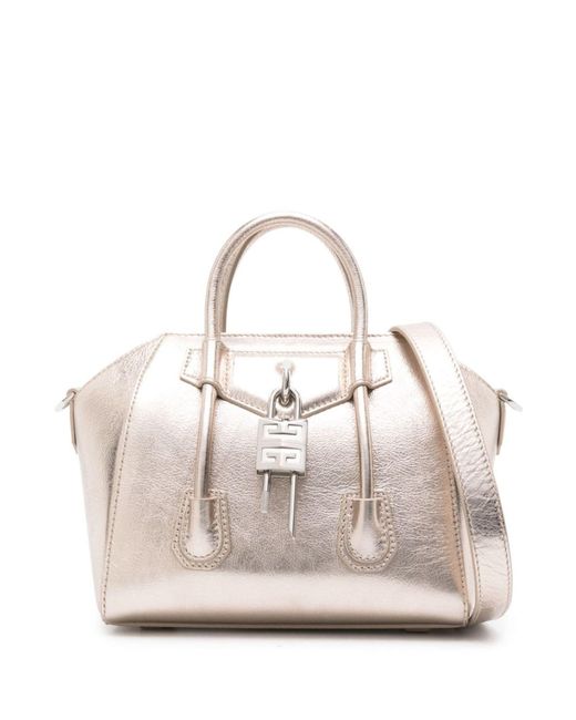 Givenchy Natural -tone Antigona Lock Mini Leather Tote Bag