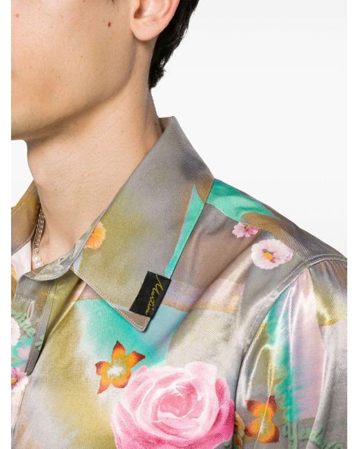 Martine Rose Gray Mix-Print Iridescent Shirt for men