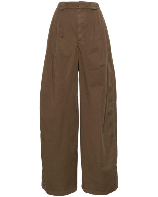 Lemaire Brown Wide-leg Cotton Trousers